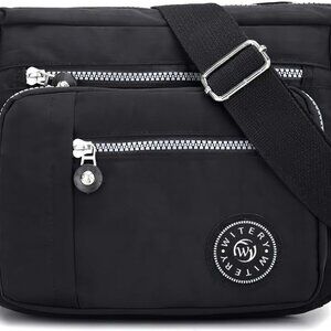 Nylon Shoulder Bags for Women - Multi-Pocket Zipper Waterproof Travel Purse Casu